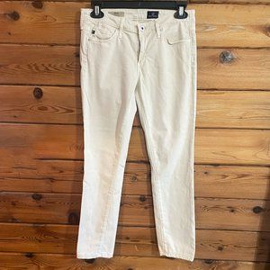 AG Adriano Goldschmied cream Stilt Roll Up Cigarette Skinny ankle Jeans size 27